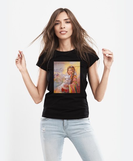 Жіноча футболка Дівчина та лама