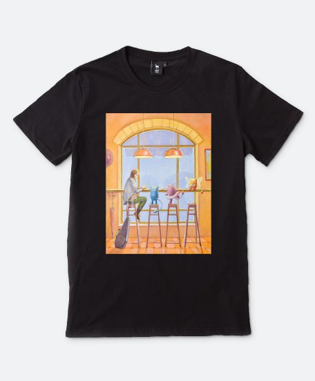 Чоловіча футболка Пухнастики Три Музи. У кав'ярні 