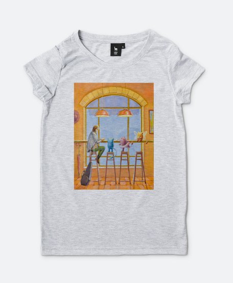 Жіноча футболка Пухнастики Три Музи. У кав'ярні 