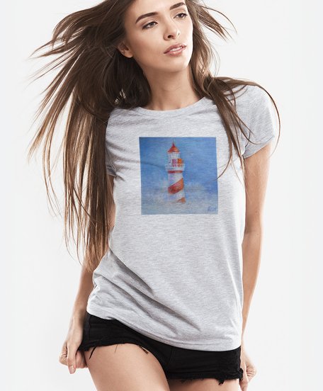 Жіноча футболка Пухнастики. Маяк понад хмарами