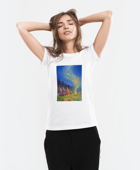 Жіноча футболка Пухнастики. Магічний танок у нічному лісі