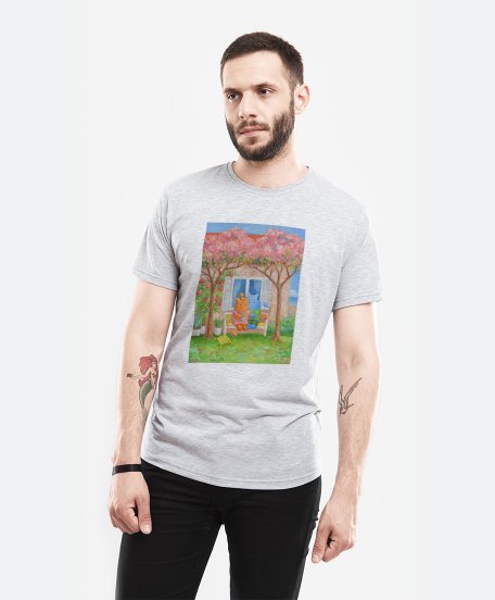 Чоловіча футболка Пухнастики у квітковому саду