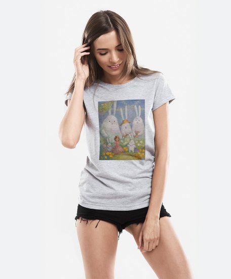 Жіноча футболка Кролики. Пісня серед квітів