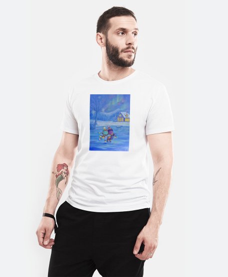 Чоловіча футболка Пухнастики у пошуках північного сяйва