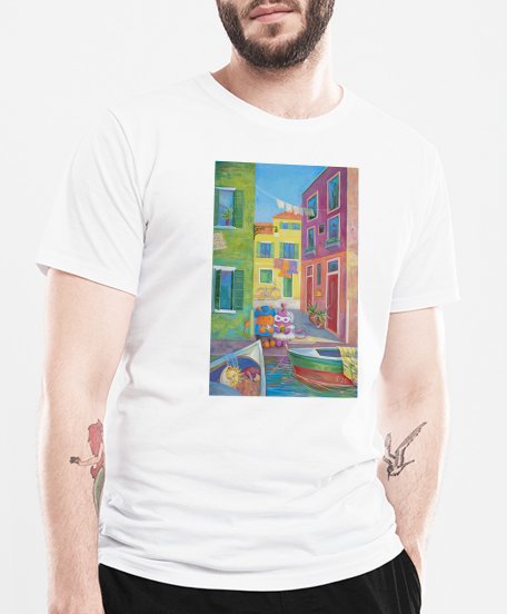Чоловіча футболка Пухнастики та ранок у Венеції