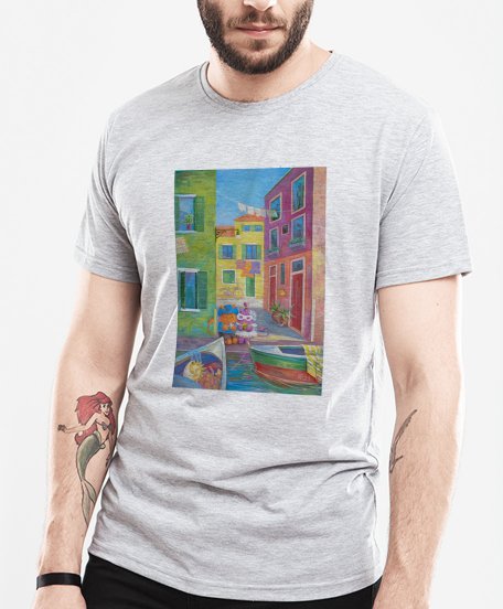 Чоловіча футболка Пухнастики та ранок у Венеції