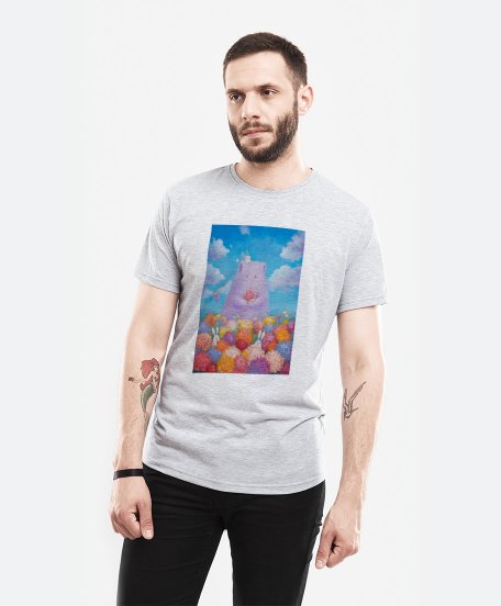Чоловіча футболка Пухнастики та поле жовтневих хризантем