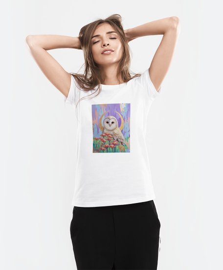 Жіноча футболка Маленька Сова із золотим місяцем