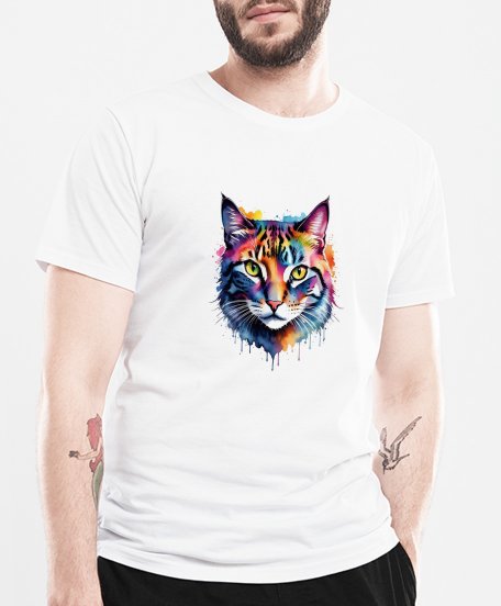 Чоловіча футболка Кольоровий кіт