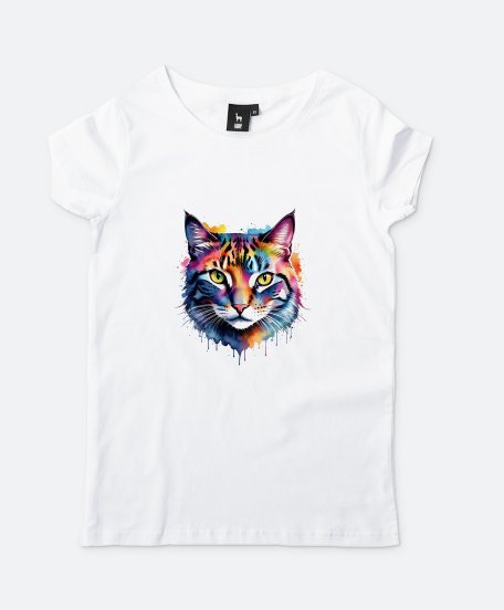 Жіноча футболка Кольоровий кіт