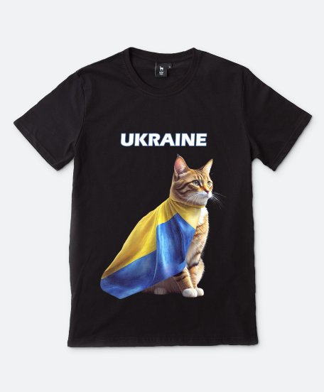 Чоловіча футболка Кіт з прапором України
