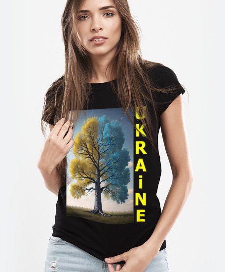 Жіноча футболка Синьо жовте дерево
