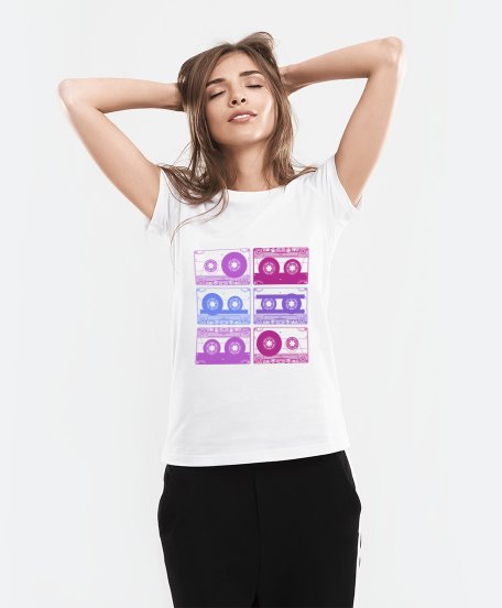 Жіноча футболка Цветные аудиокассеты
