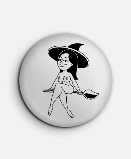 Значок Halloween witch illustration. Girl flying on broomstick. Hand drawn vector illustration. Young woman on broom sketch.  