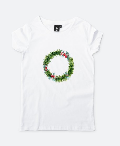 Жіноча футболка Новорічний вінок з ягодами