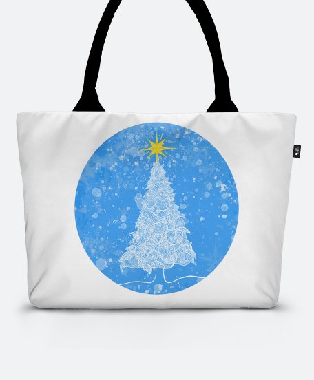 Шопер Snowy Christmas trees in the blue sky