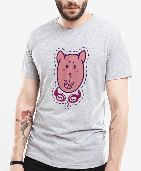 Чоловіча футболка рожевий кіт у навушниках