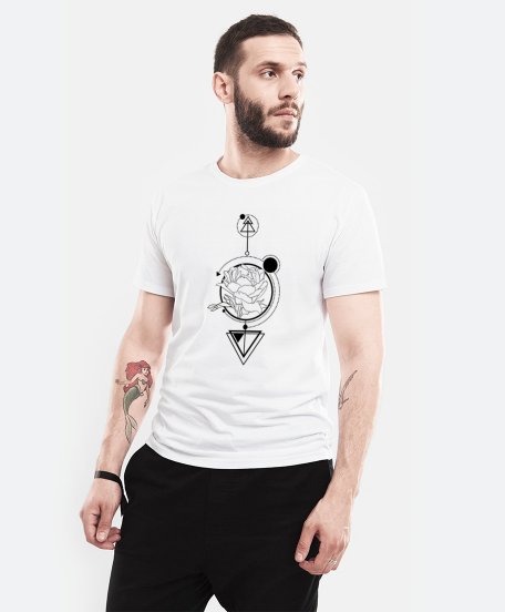 Чоловіча футболка геометрія з білою півонією