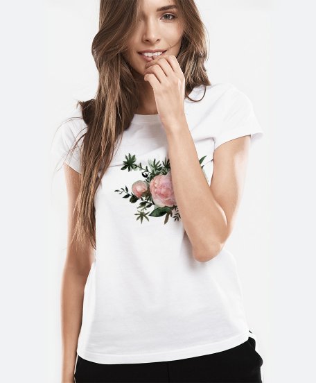 Жіноча футболка квіти та листя