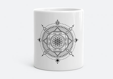 Чашка геометрична композиция, мандала, квітка життя