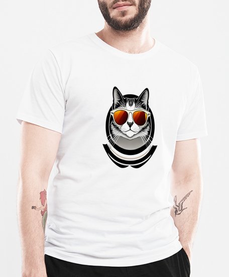 Чоловіча футболка Крутий кіт в окулярах
