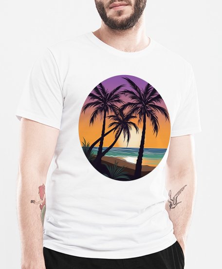 Чоловіча футболка Пальмовий пляж - Ніжний світанок