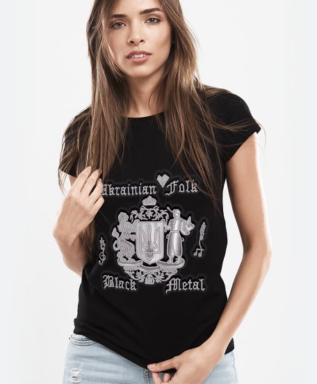 Жіноча футболка I love Ukrainian folk black metal 