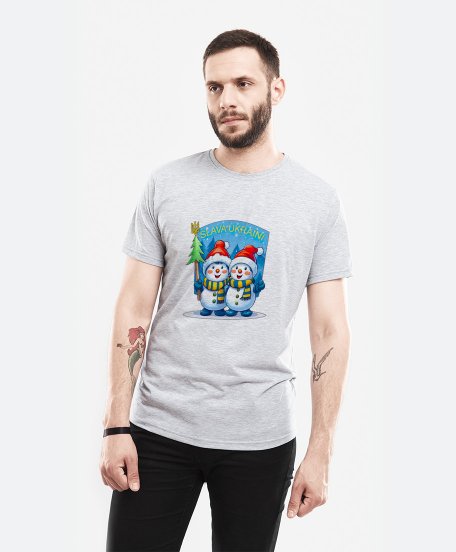 Чоловіча футболка Новорічний сніговик Slava Ukraini
