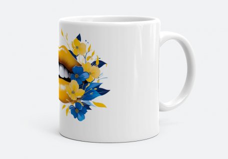 Чашка Жовто Блакитні Губи квіти