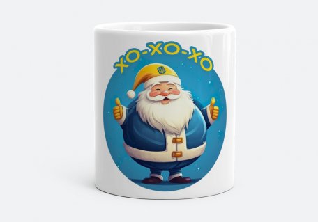 Чашка Новорічний Санта жовто блакитний з Тризубом