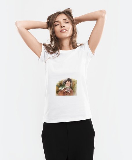 Жіноча футболка Дівчинка і пташка