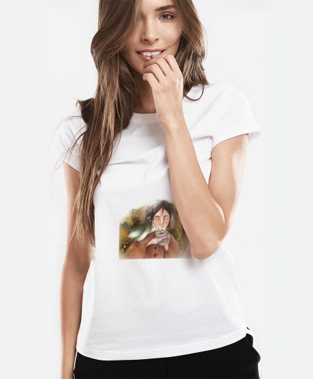 Жіноча футболка Дівчинка і пташка