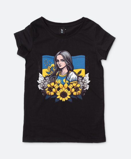 Жіноча футболка Українка із соняшниками