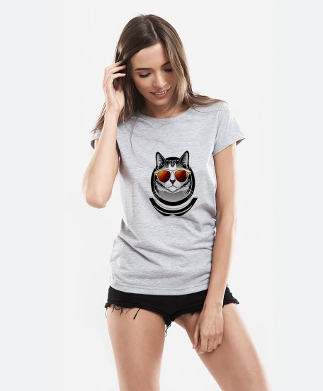 Жіноча футболка Крутий кіт в окулярах