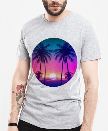 Чоловіча футболка Пальмовий пляж - Неоновий світанок