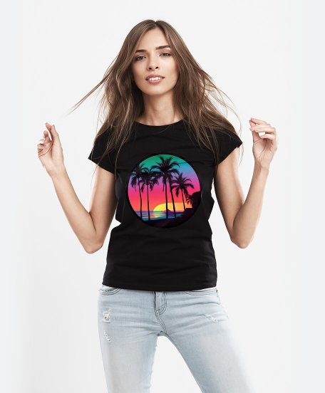 Жіноча футболка Пальмовий пляж - У тіні