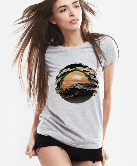 Жіноча футболка Додж на заході сонця