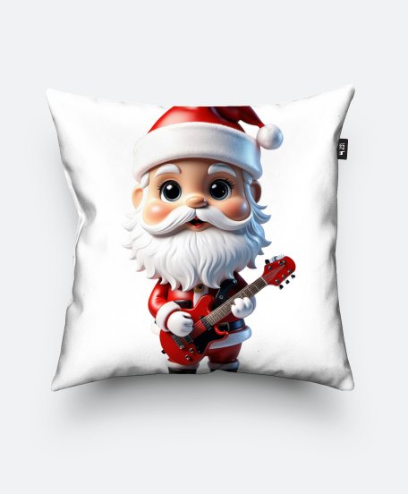 Подушка квадратна Милий Санта Клаус з гітарою