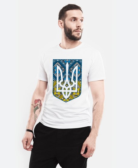 Чоловіча футболка Герб України Тризуб з орнаментом