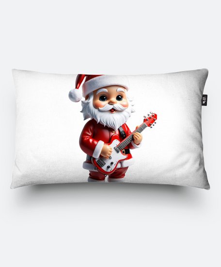 Подушка прямокутна Веселий, милий Санта Клаус із гітарою