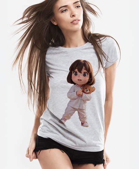 Жіноча футболка Мила дівчинка з ведмедиком на руках
