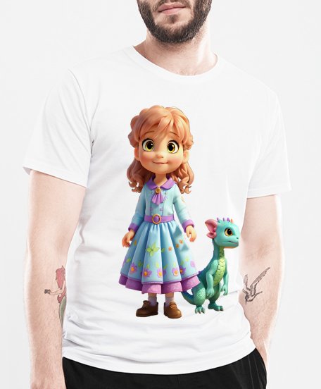 Чоловіча футболка Мила дівчинка з маленьким дракончиком