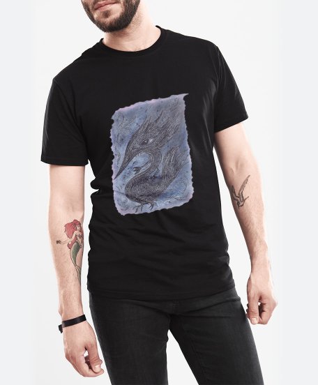 Чоловіча футболка Чорний водяний птаходракон
