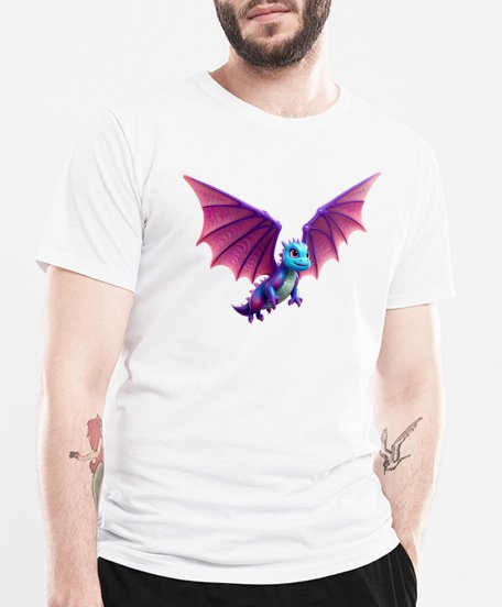 Чоловіча футболка Милий маленький дракончик у польоті.
