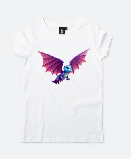 Жіноча футболка Милий маленький дракончик у польоті.