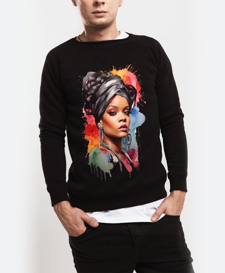 Чоловічий світшот Портрет співачка Rihanna