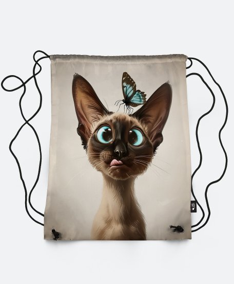 Рюкзак Орієнтальна Сіамська Кішка з Метеликом