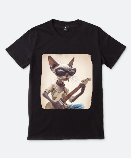 Чоловіча футболка Oрієнтальний Кіт Гитарист