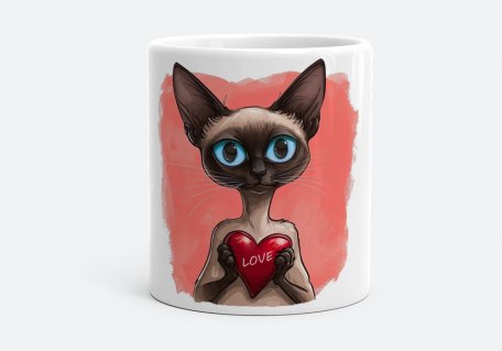 Чашка Орієнтальний Кіт з Серцем Love