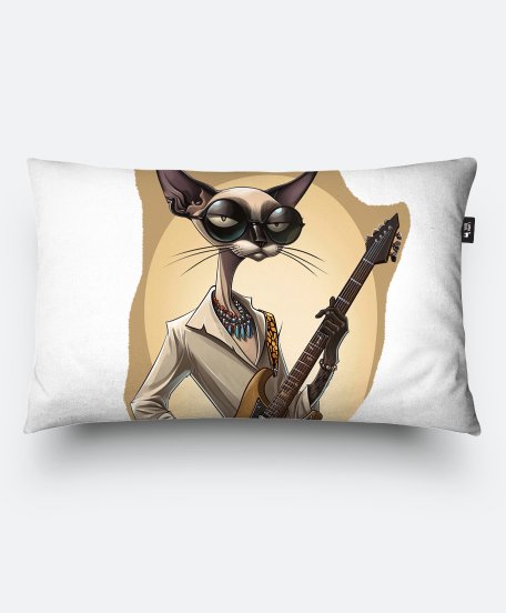 Подушка прямокутна Кіт Рокі з гітарою